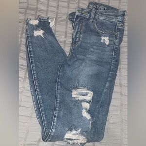 American Eagle Outfitters Ripped Blue Skinny Jeans